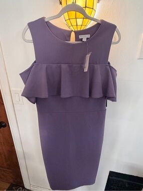 New York & Company Lavender Ruffle Midi Dress